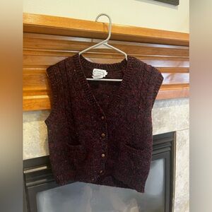 The Villager Vtg Y2k Knitted Button Vest Cable knit Wool Blend Sml Preppy